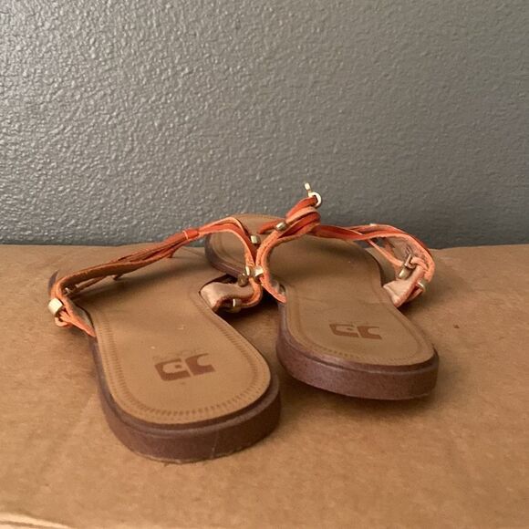Joes Jeans Orange Leather Strappy Slip On Sandals - Picture 5 of 8